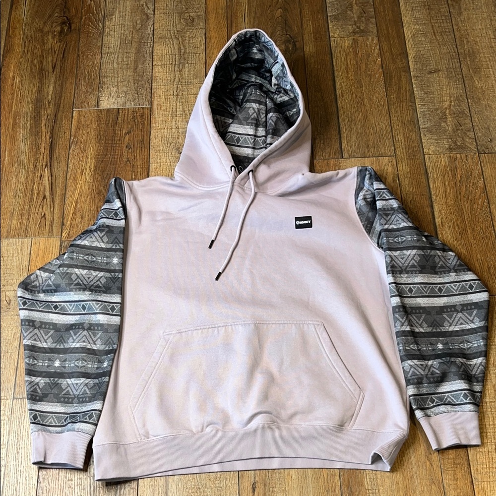 Hooey Men's Hoodie with Gray Patterned Sleeves